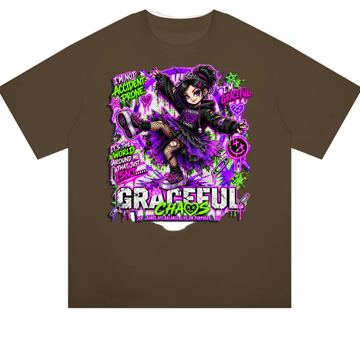 a brown shirt with a cartoon character on it