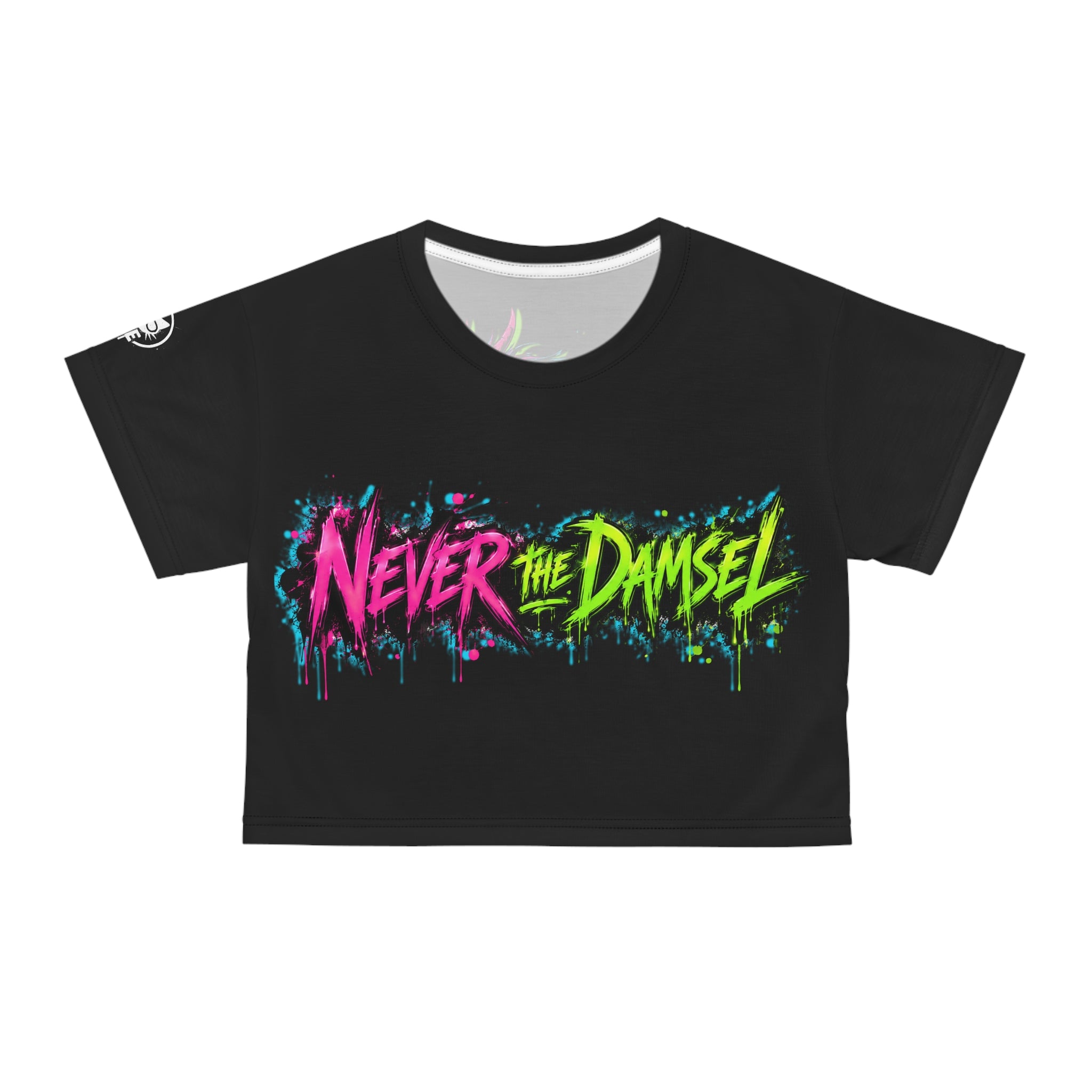 Never the Damsel / Always Be a Dragon Crop Tee | Neon Graffiti Dragon Women's Crop Top | Chaos Kitten Emporium®
