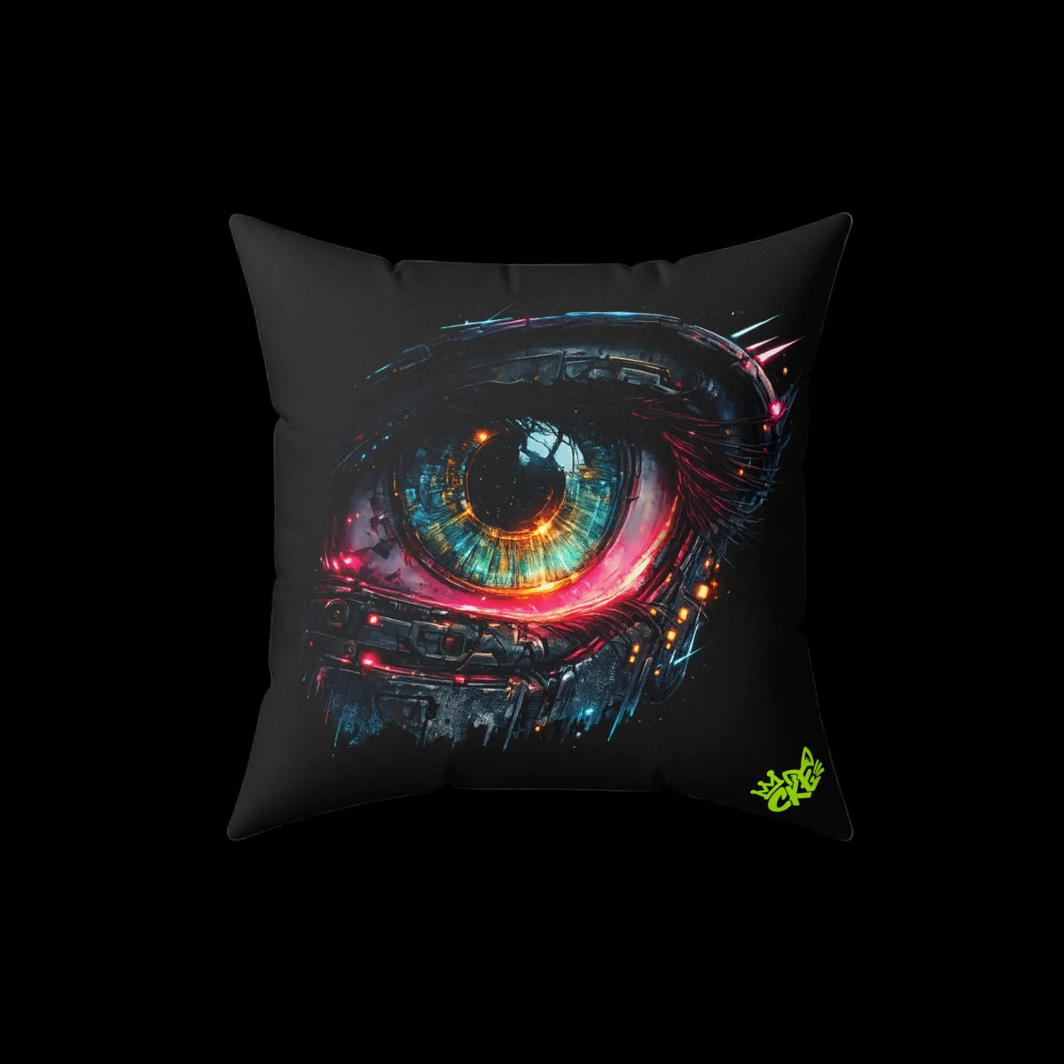 a pillow with a picture of an eye