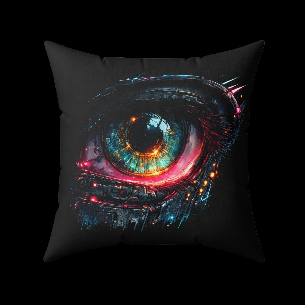 a pillow with a picture of an eye