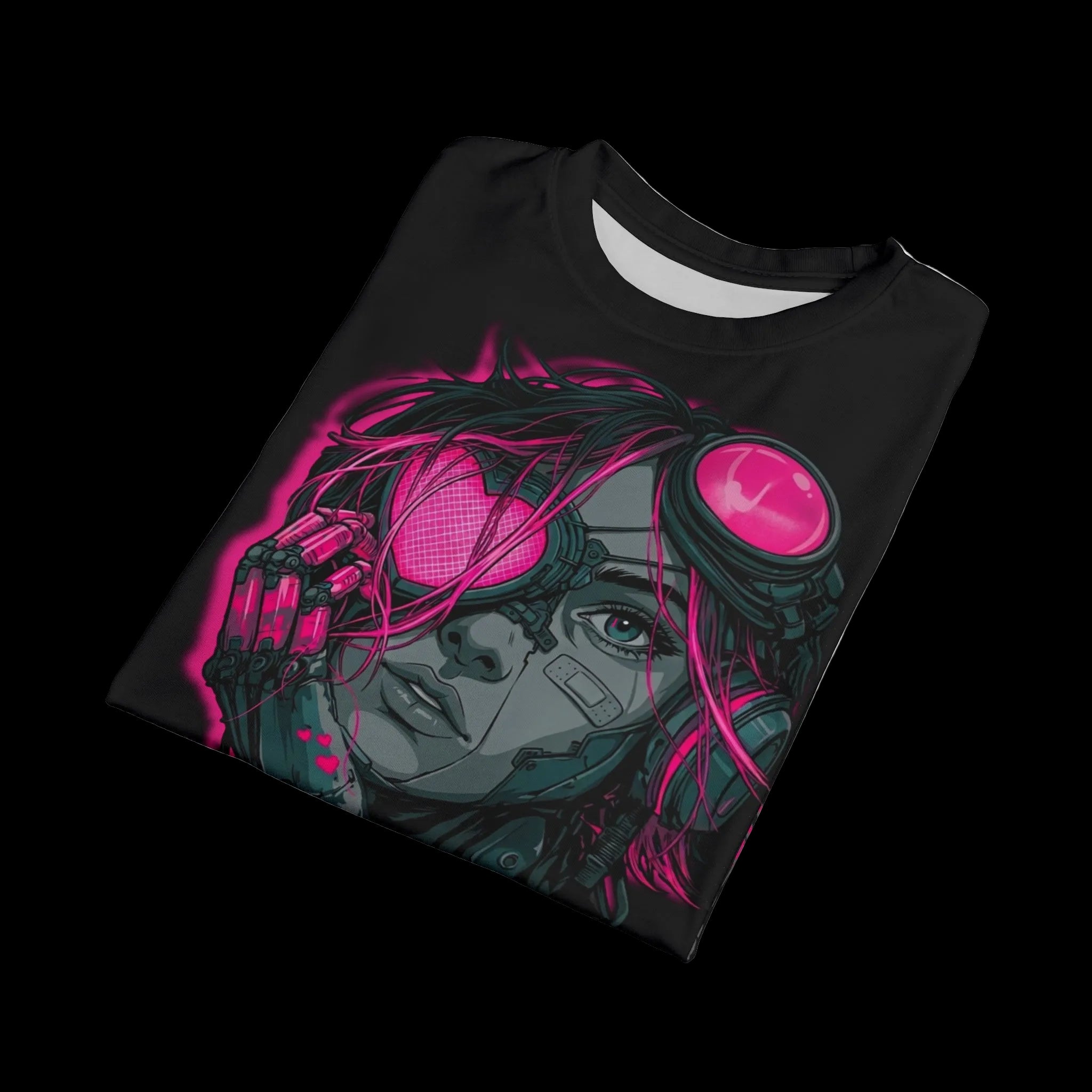 All over print Cybernetic Conduit graphic T-shirt featuring gothic-inspired futuristic design from Chaos Kitten Emporium®.