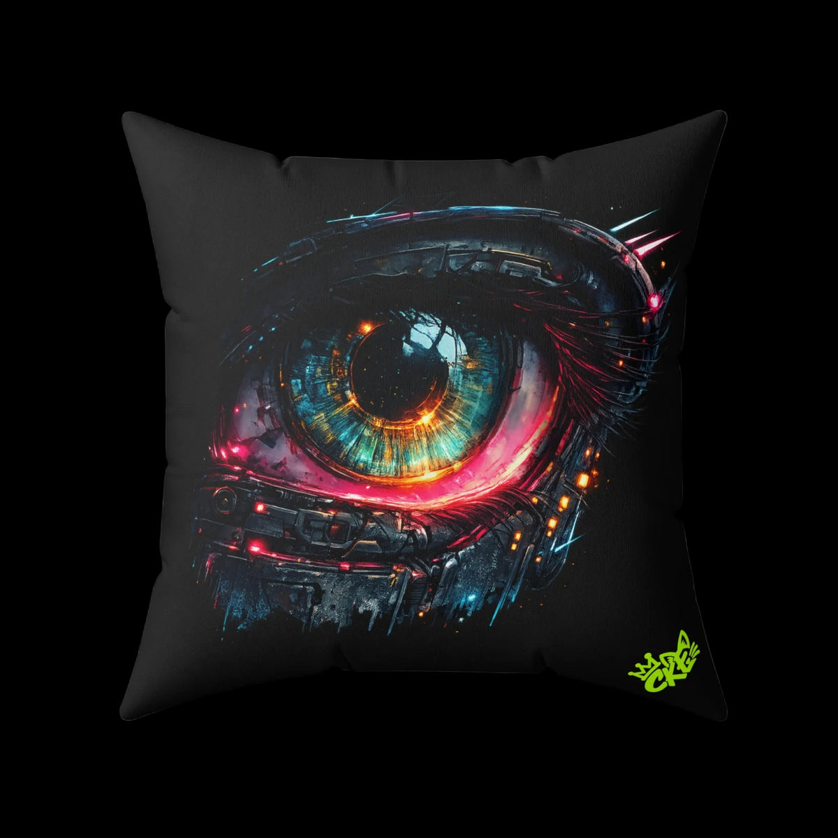 a pillow with a picture of an eye