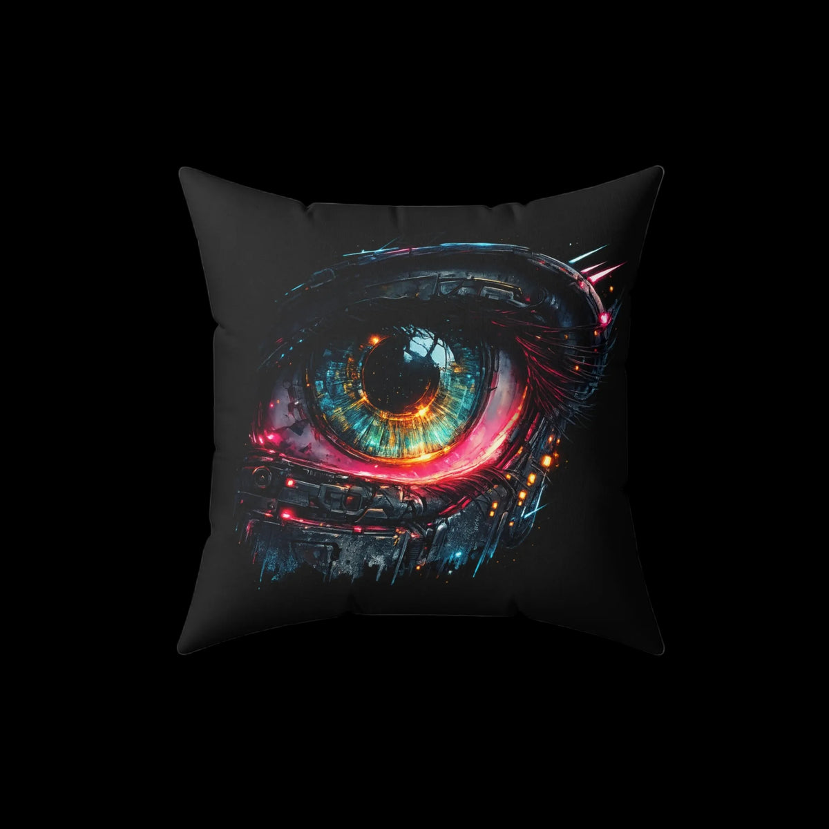 a pillow with a picture of an eye