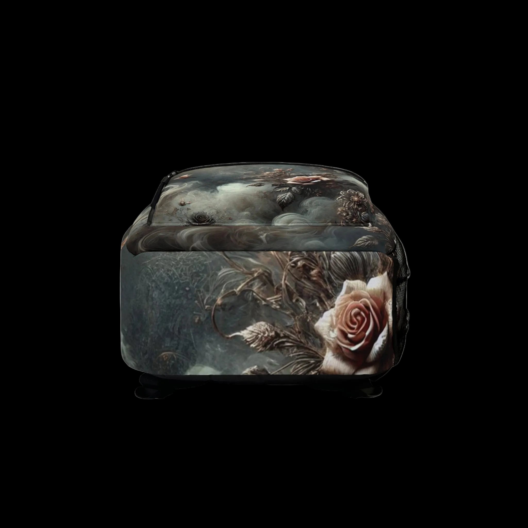 Ethereal Gothic Rose Backpack - Dark Fantasy Bag, Mystical Floral Art, Travel Knapsack, Unique Design