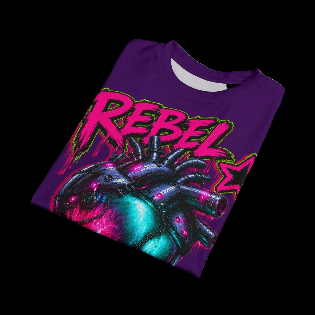 Rebel Pulse Graphic Tee | Neon Heart Punk Shirt | Chaos Kitten Emporium®