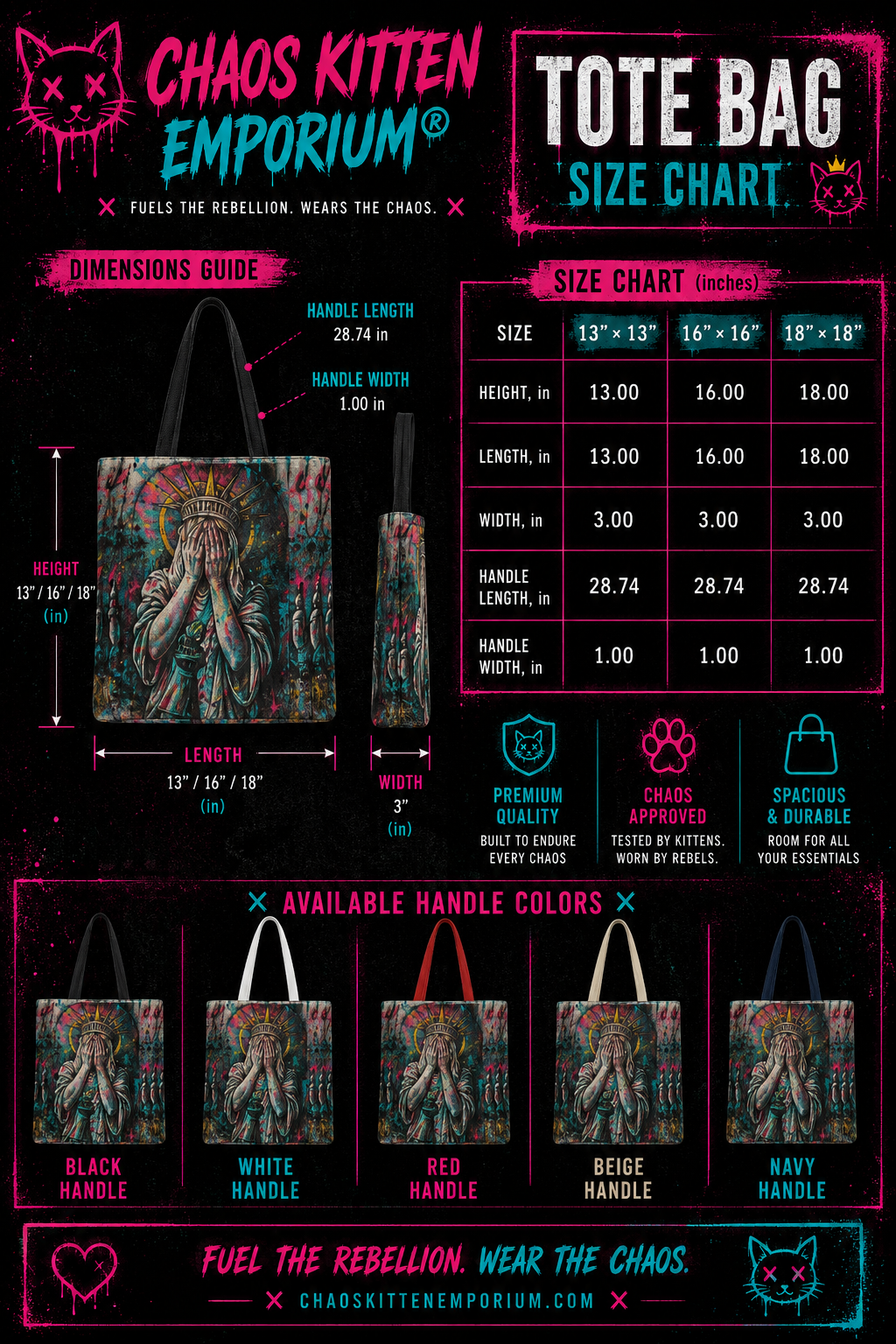 Graffiti-inspired Lady Liberty design on a tote bag, featuring vibrant colors and two handles, perfect for free thinkers.