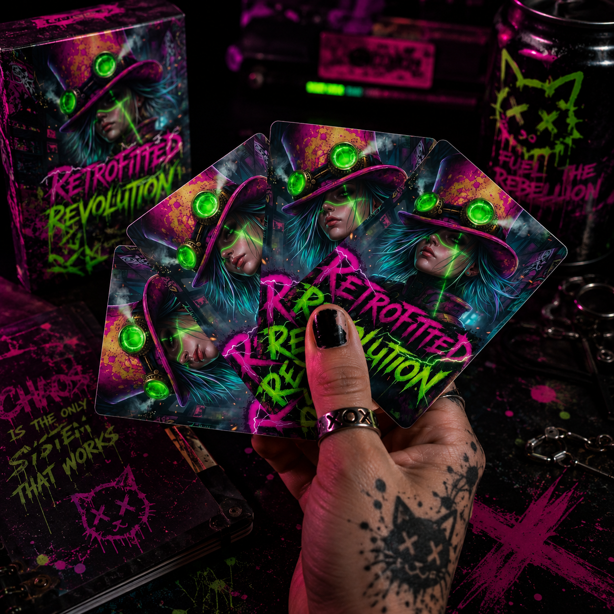 Revolutions Poker Deck with gothic design, printed by Printify, featuring dark, vintage-style playing cards for game night accessories.
