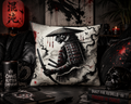 Samurai Tiger pillow featuring Japanese art design, decorative cushion for home decor, by Chaos Kitten Emporium® printed by Printify.