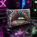 Chaos Kitten Emporium® Vegan Leather Clutch Bag | Bold Peace & Love Design | Streetwear Chic