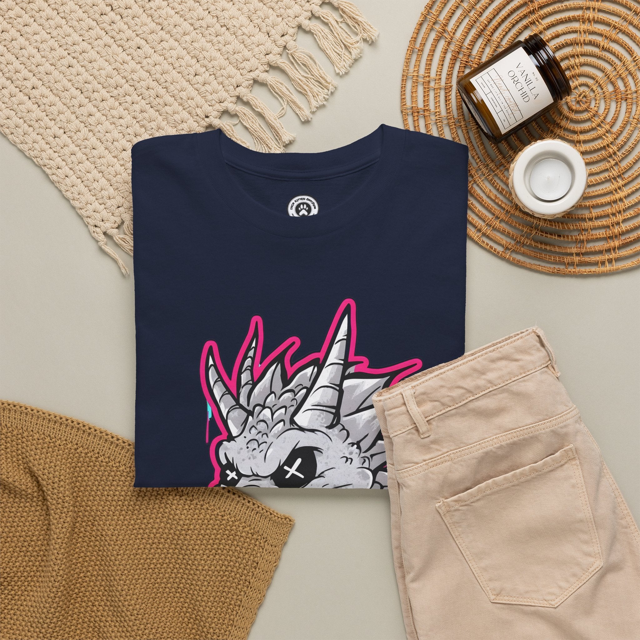 Graffiti Chaos Dragon Skull Graphic T-Shirt | Neon Drip Streetwear Chaos Kitten Emporium®
