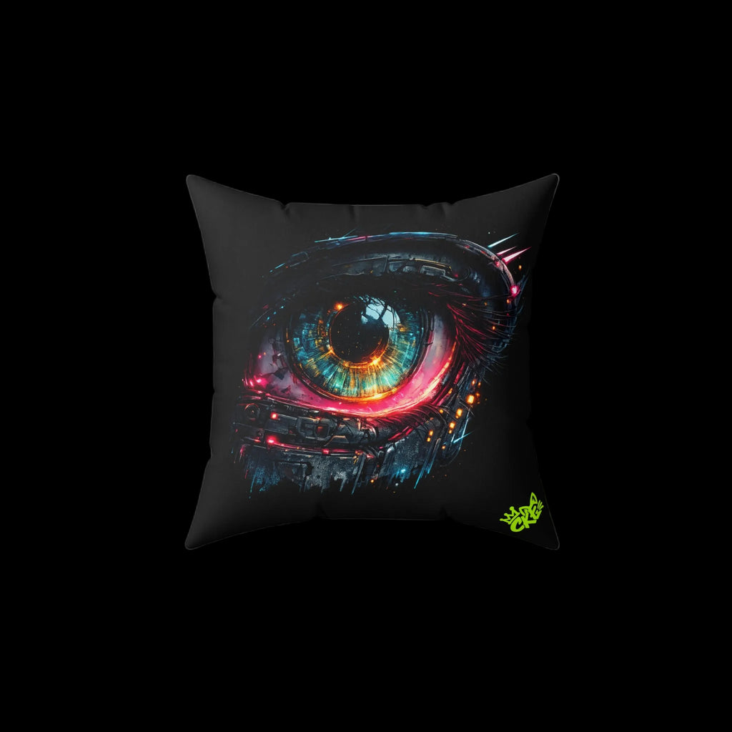 a pillow with a picture of an eye