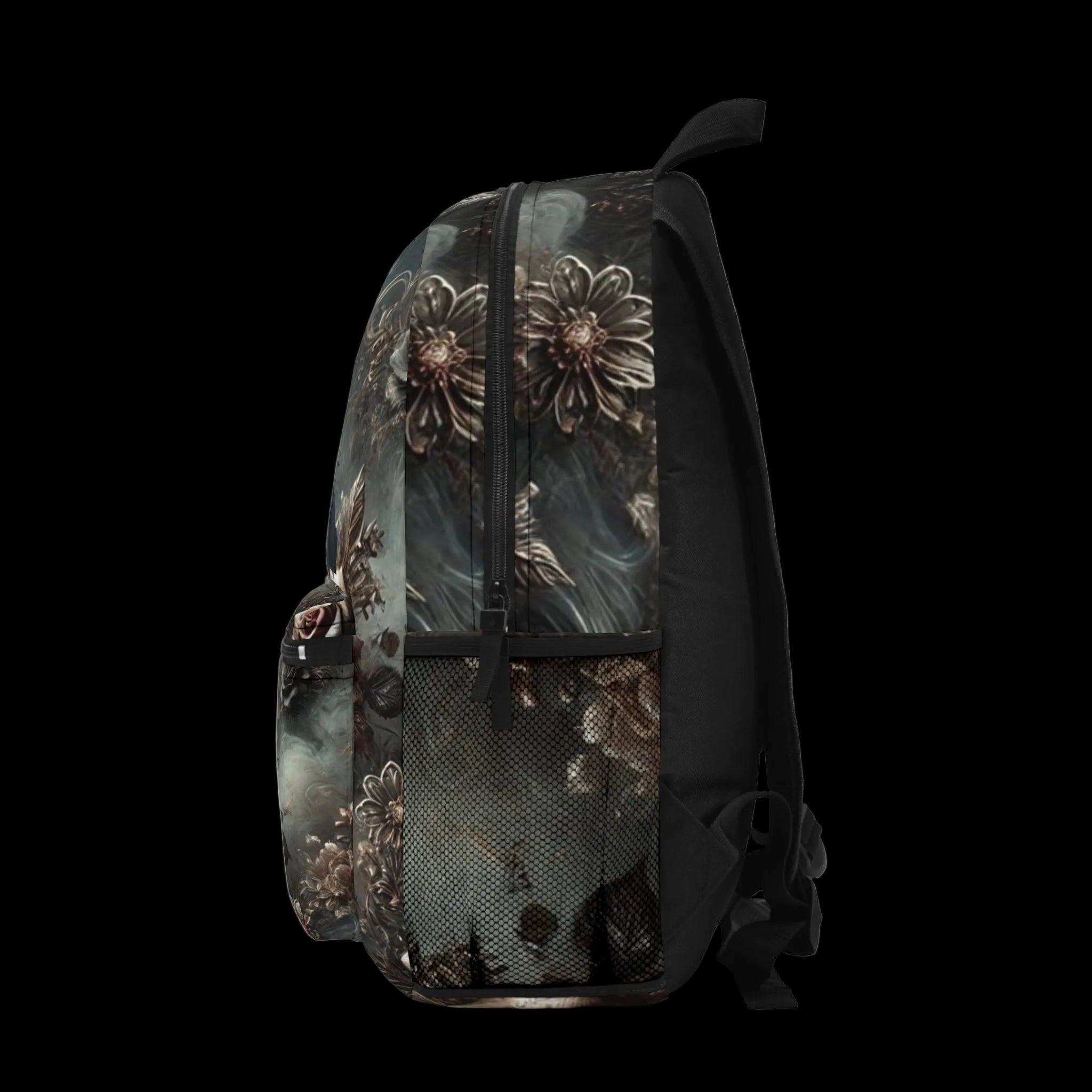 Ethereal Gothic Rose Backpack - Dark Fantasy Bag, Mystical Floral Art, Travel Knapsack, Unique Design