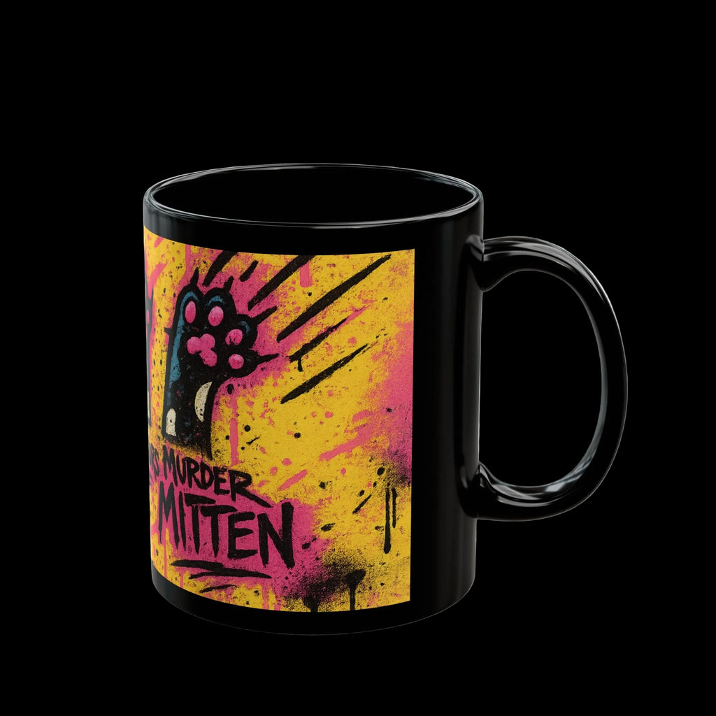 Rock Paper Scissors Murder Mittens” Design | Unique Cat Art Coffee Cup | 11oz & 15oz
