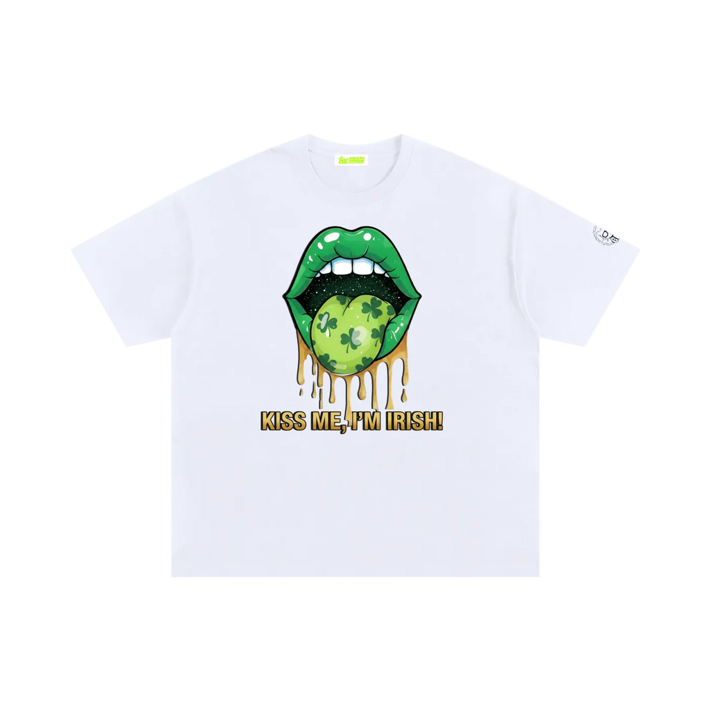 OversizedGraphicTee,KissMeImIrishShirt,SaintPatricksDayTee,IrishGraphic,UnisexStreetwear,Apparel,ChaosKittenEmporium,CKE