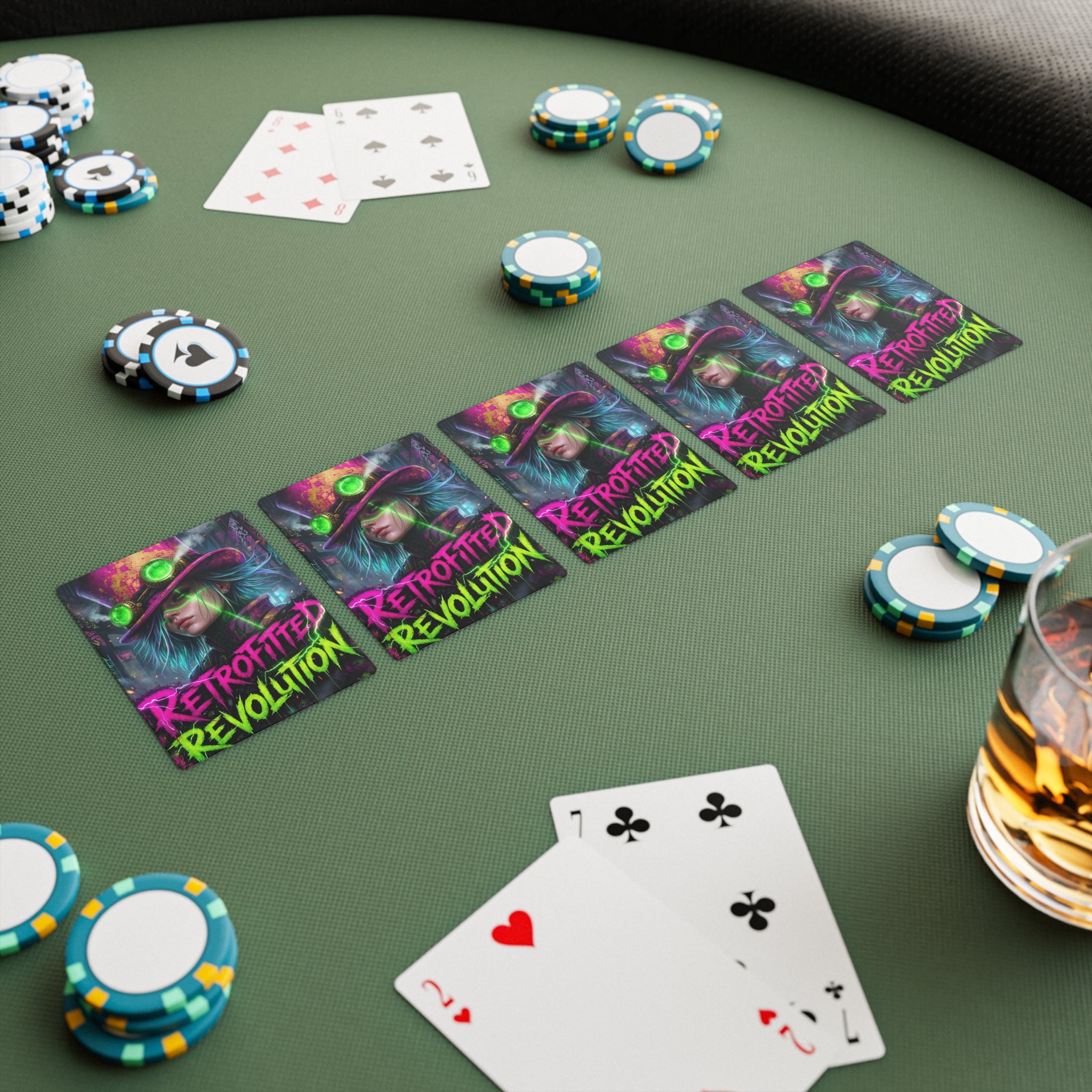 Retro-inspired Gothic Revolution Poker Deck by Chaos Kitten Emporium featuring dark, artistic playing cards from Printify.