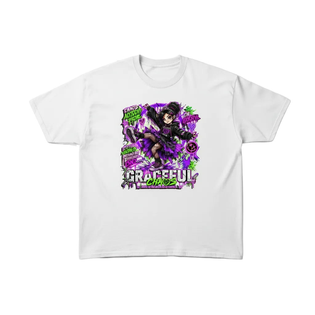 a white t-shirt with a cartoon character on it