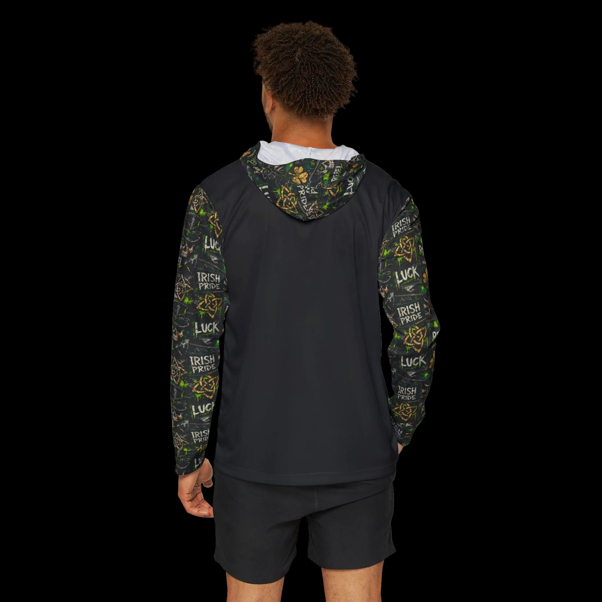 Irish Rebel Performance Sport Hoodie with gothic graphic print, featuring chaos kitten design, from Printify's all-over print collection.