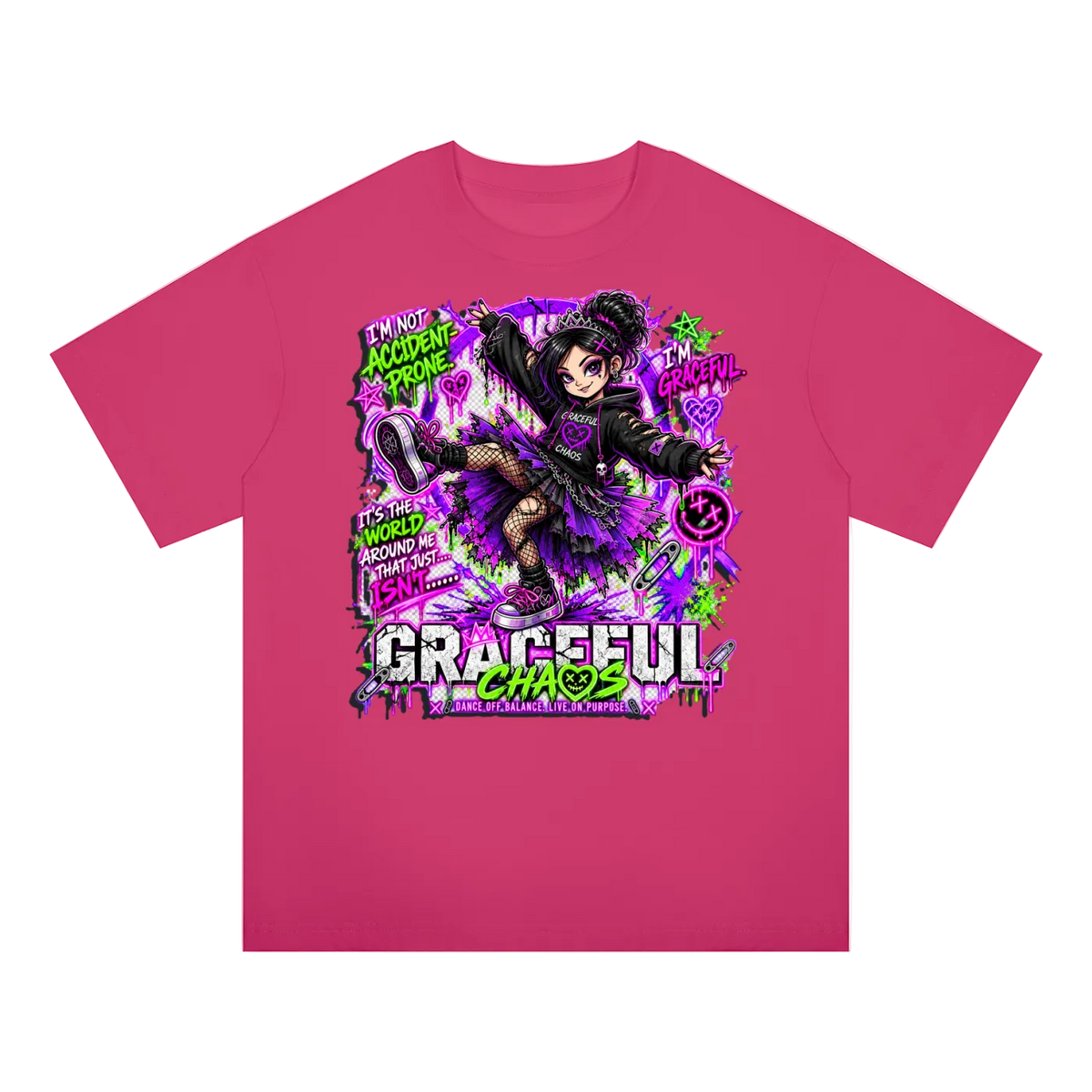 a pink shirt with a cartoon character on it