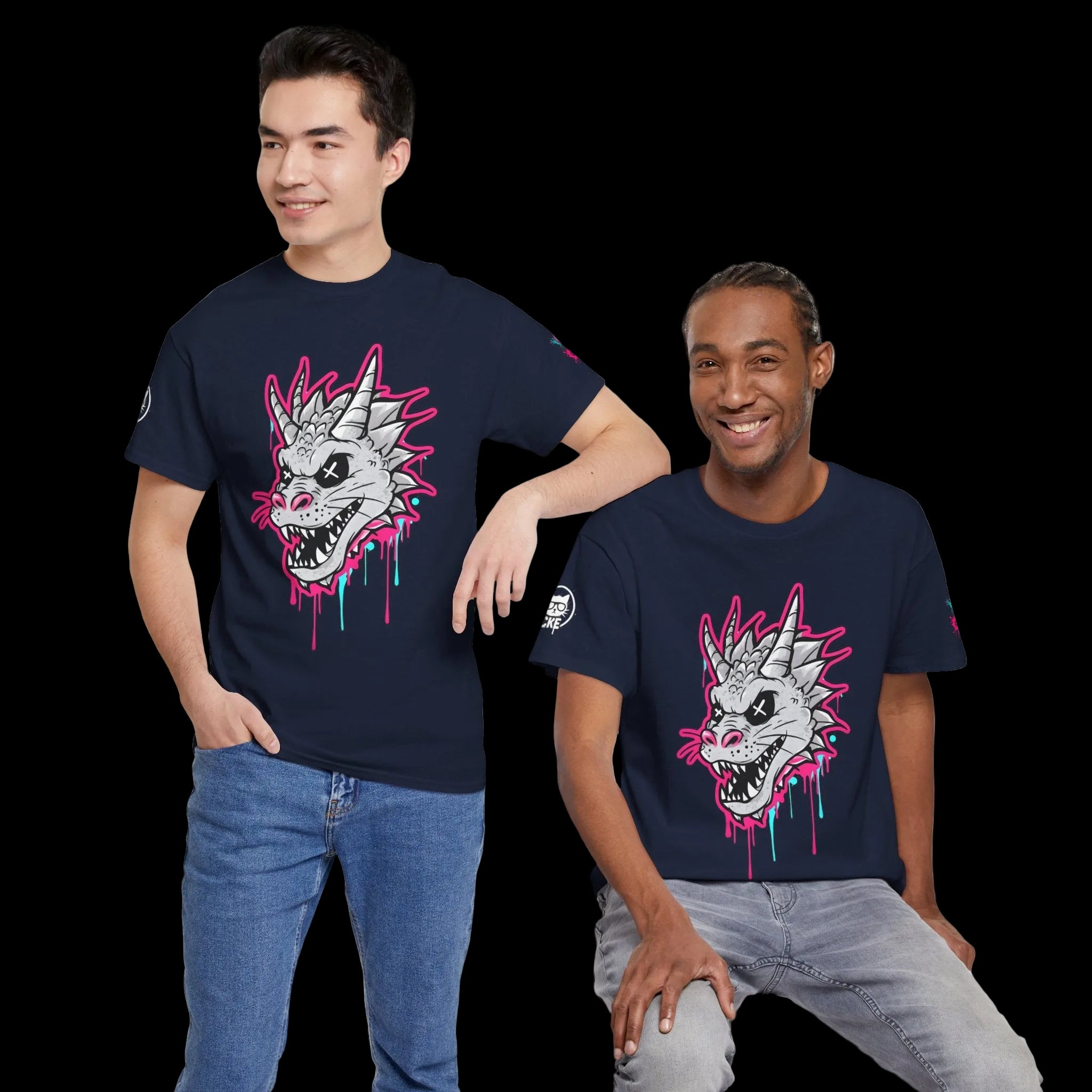 Graffiti Chaos Dragon Skull Graphic T-Shirt | Neon Drip Streetwear Chaos Kitten Emporium®