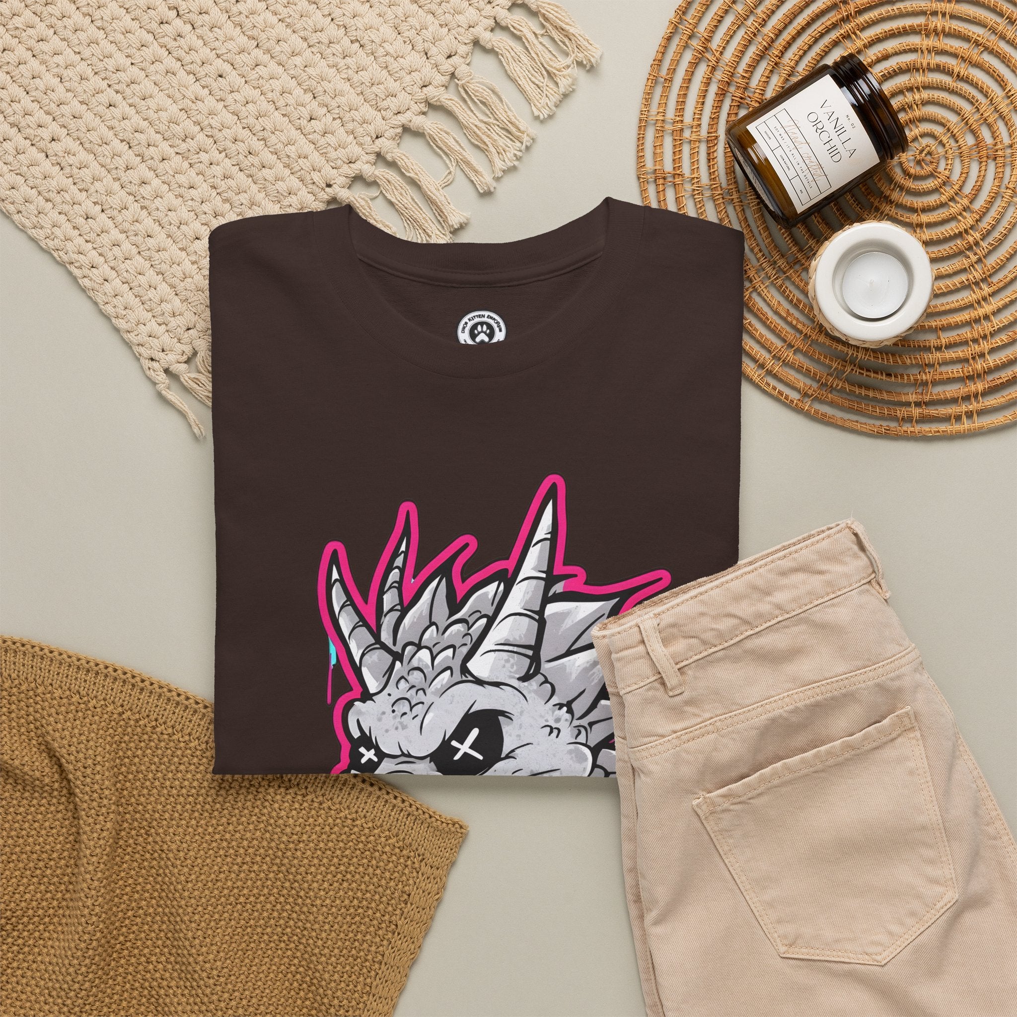 Graffiti Chaos Dragon Skull Graphic T-Shirt | Neon Drip Streetwear Chaos Kitten Emporium®