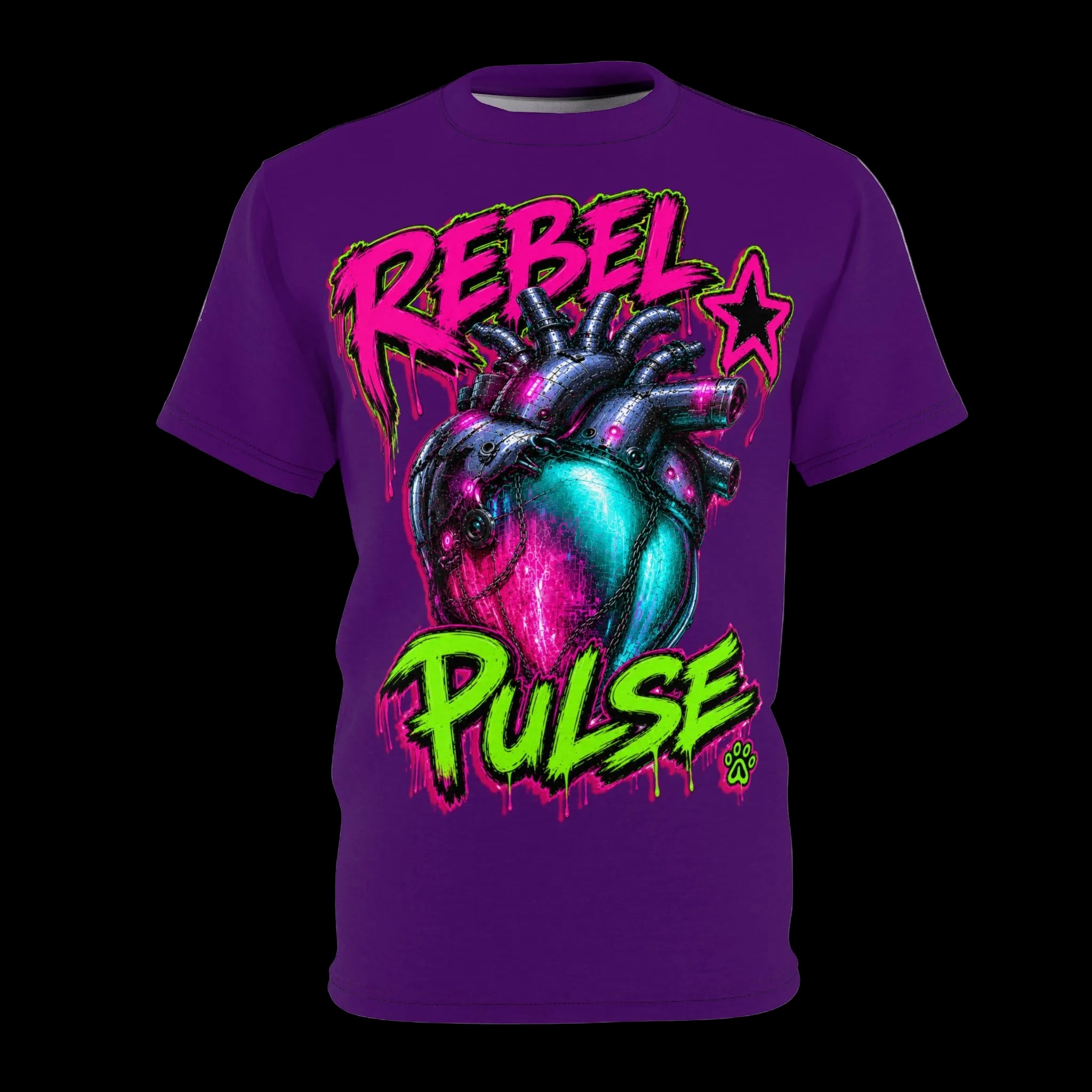Rebel Pulse Graphic Tee | Neon Heart Punk Shirt | Chaos Kitten Emporium®