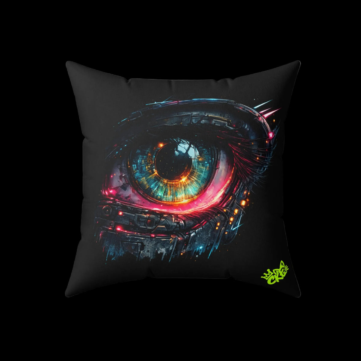 a pillow with a picture of an eye