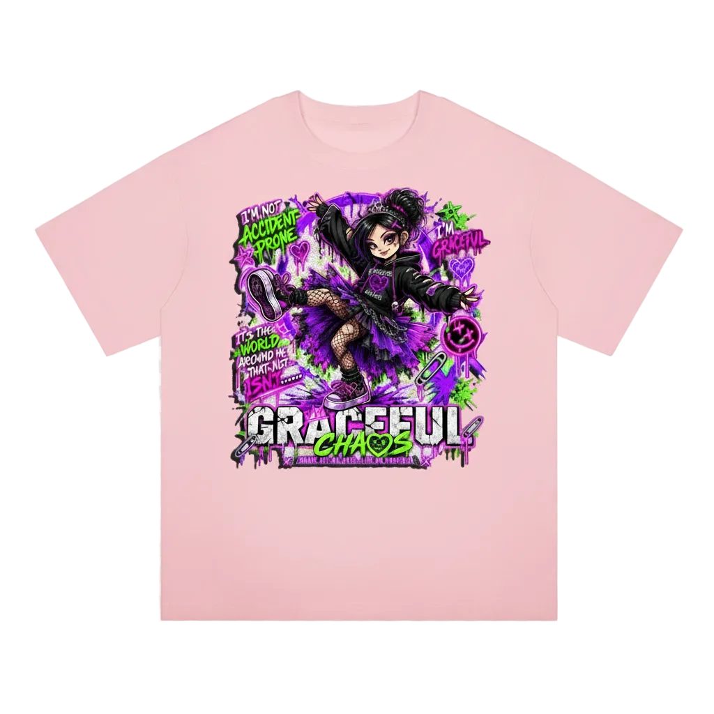 a pink shirt with a cartoon on it