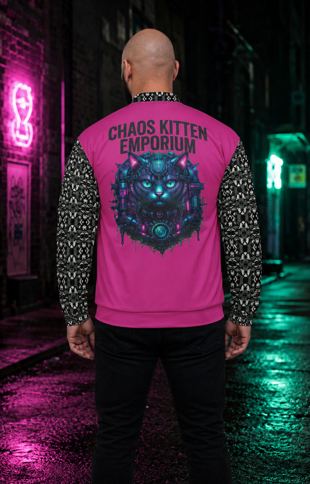 Cyber Kitten Bomber Jacket | Cyber-Grunge Streetwear | Chaos Kitten Emporium®