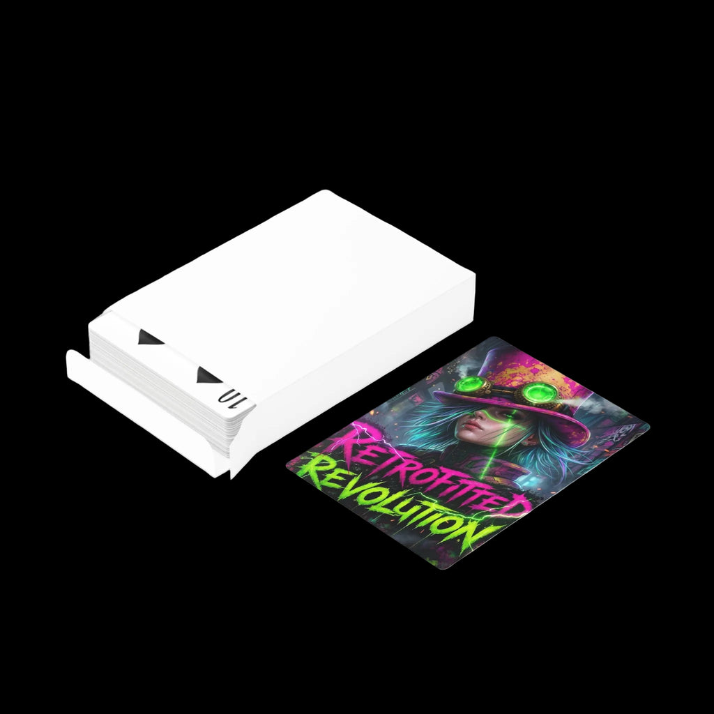 Retrofitted Revolution Poker Deck by Chaos Kitten Emporium features gothic streetwear-inspired playing cards for game night.
