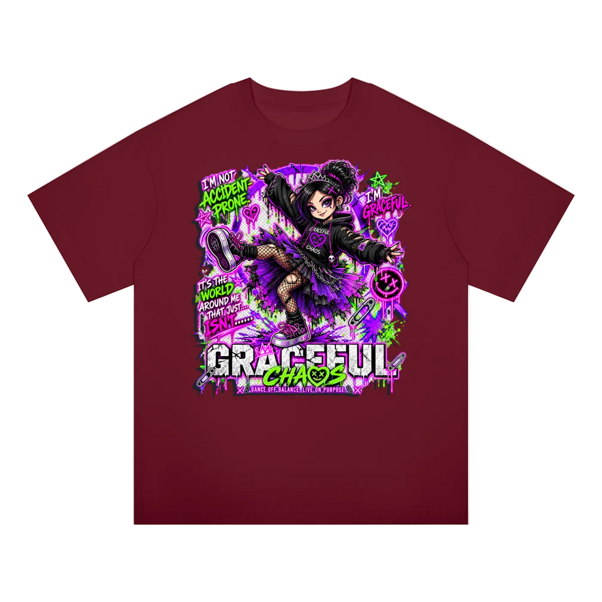 a red shirt with a cartoon character on it