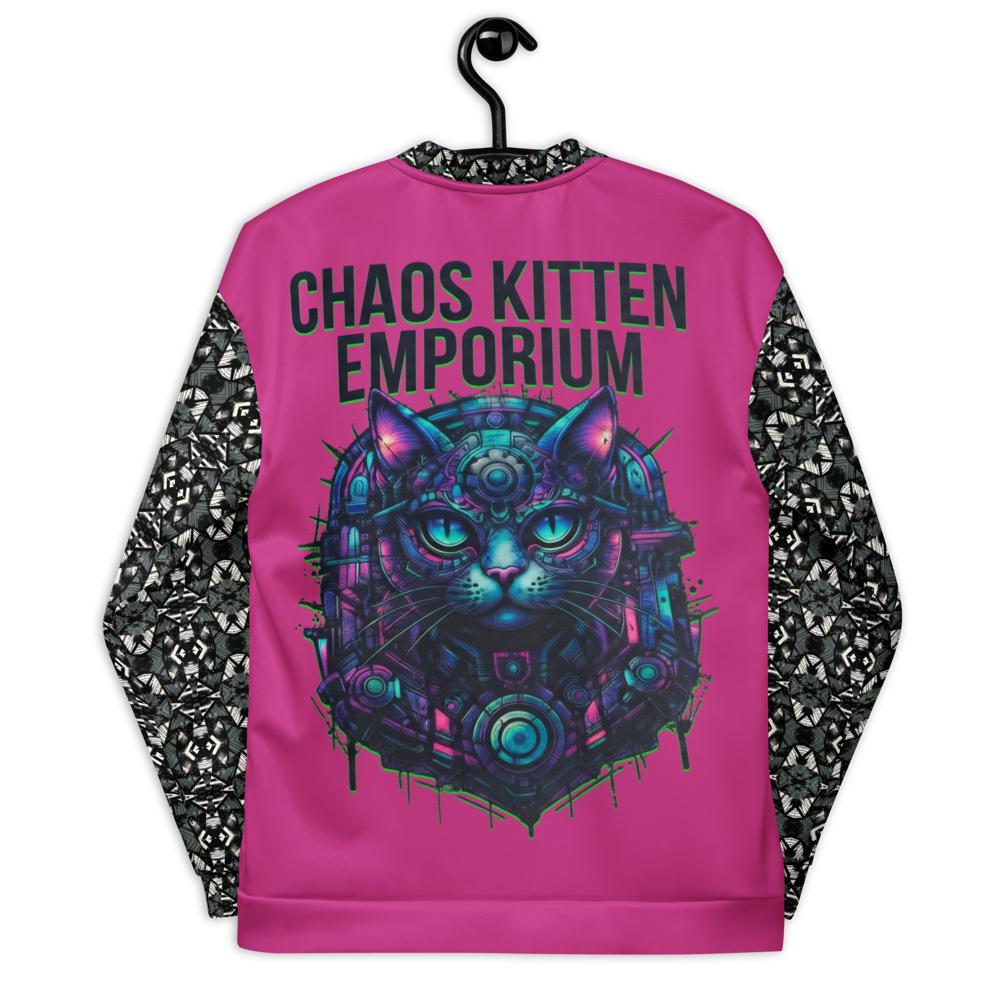 Cyber Kitten Bomber Jacket | Cyber-Grunge Streetwear | Chaos Kitten Emporium®