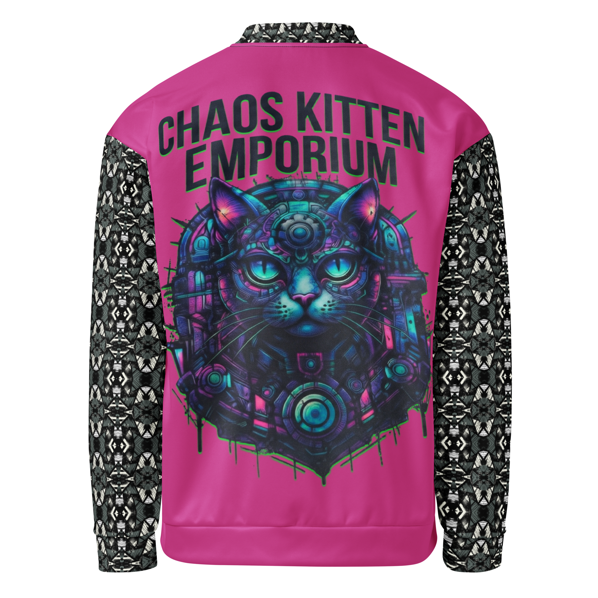 Cyber Kitten Bomber Jacket | Cyber-Grunge Streetwear | Chaos Kitten Emporium®