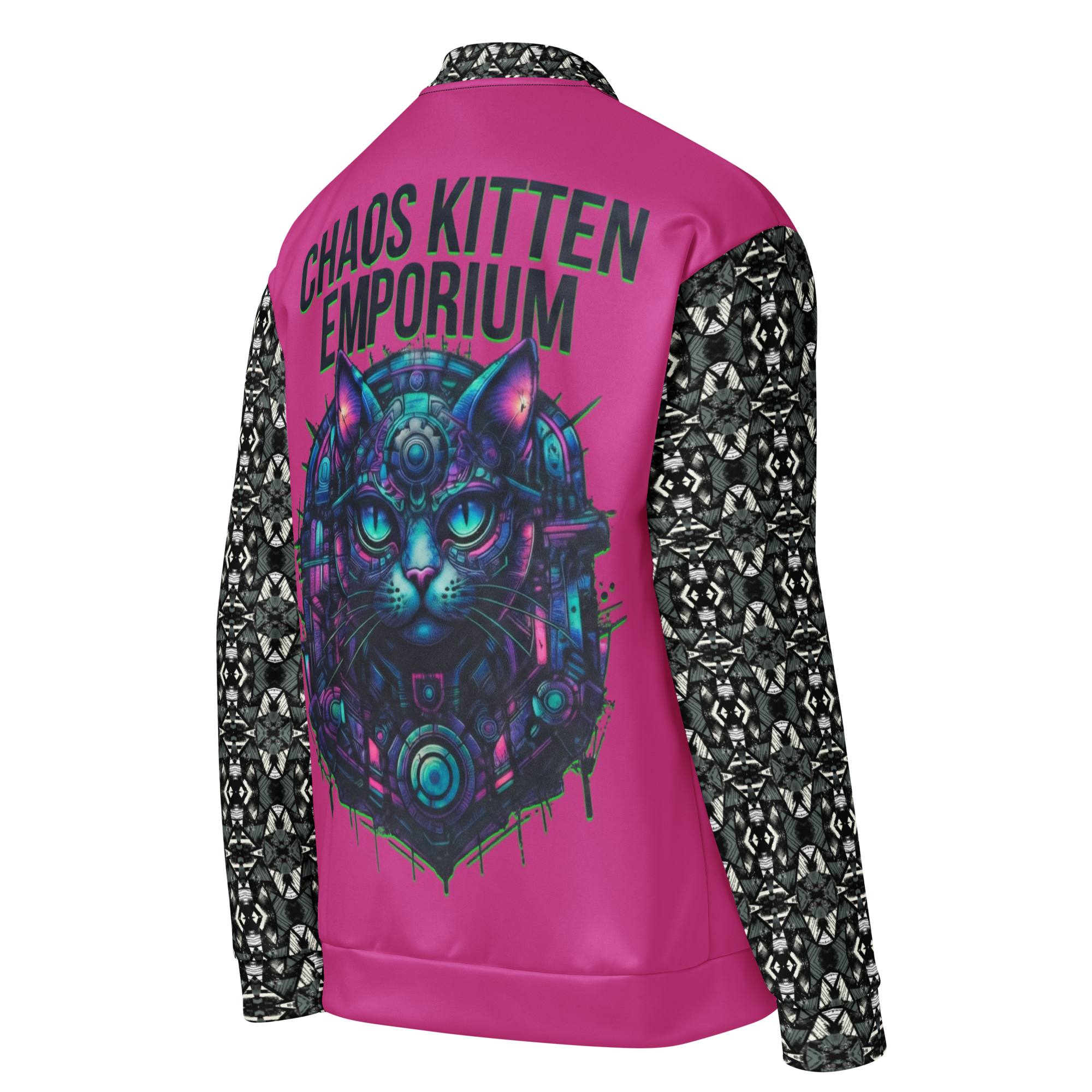 Cyber Kitten Bomber Jacket | Cyber-Grunge Streetwear | Chaos Kitten Emporium®
