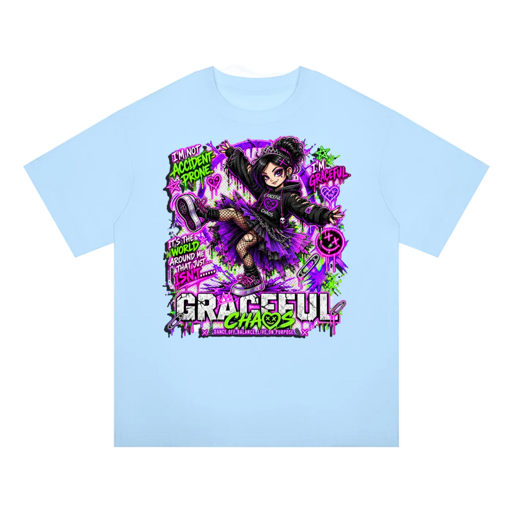 a blue shirt with a cartoon character on it