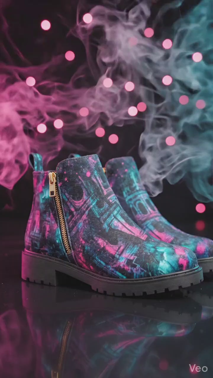 Neon colosseum rome Womens Ankle Boots Streetwear Chaos Kitten Emporium