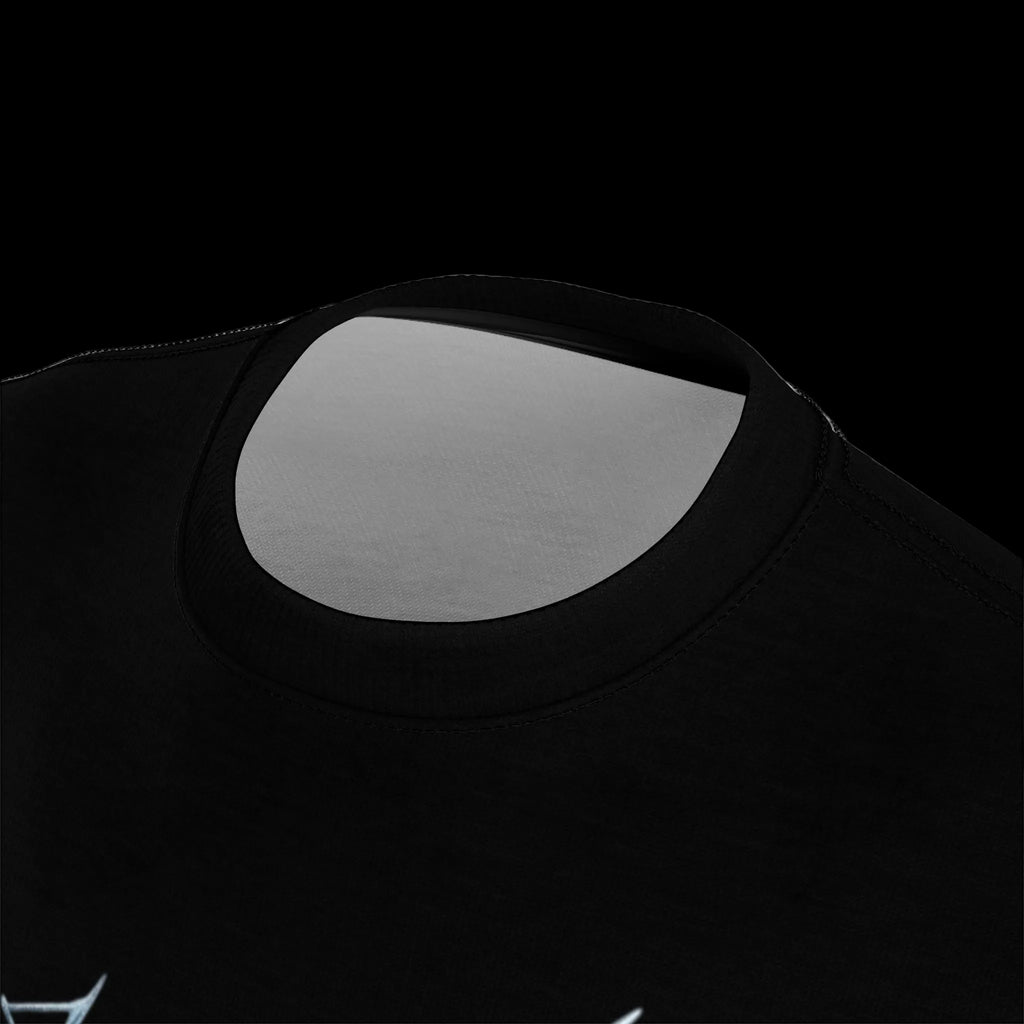 Detailed product view of the premium Polyester T-shirt collar construction.