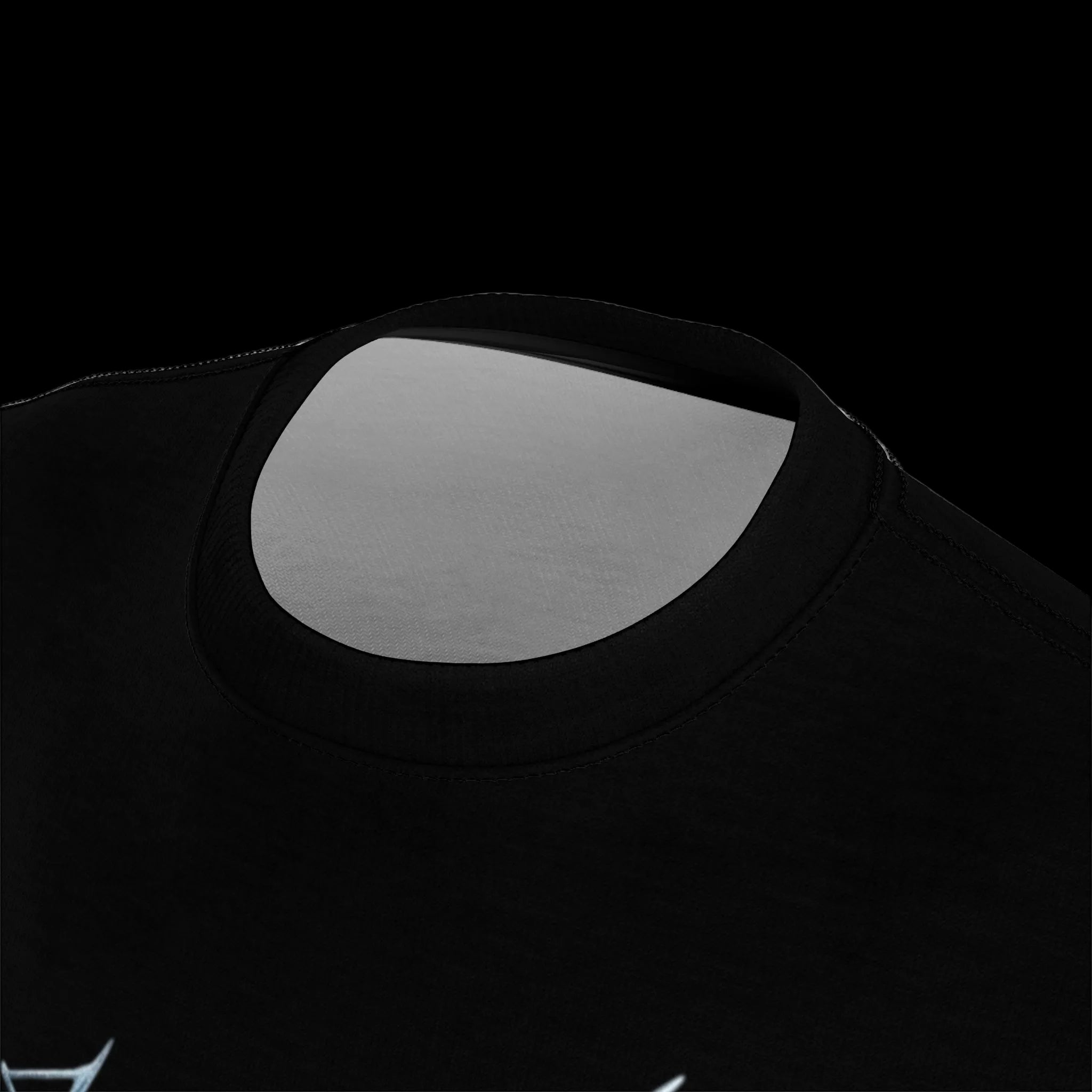 Detailed product view of the premium Polyester T-shirt collar construction.